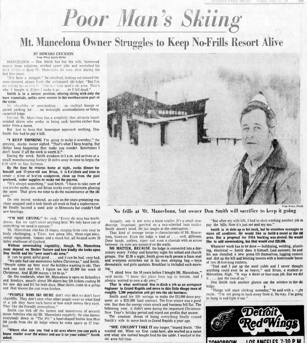 Mt. Mancelona - Feb 27 1976 Don Smith Explains Difficulties (newer photo)